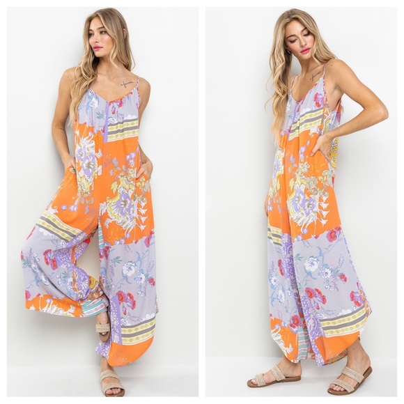 23 Boho Border Print Sleeveless Jumpsuit - Picture 2 of 5